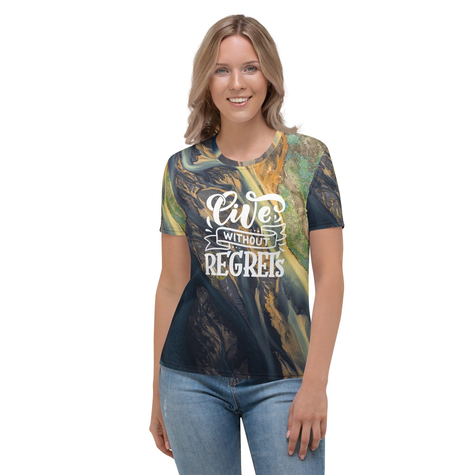 Live Without Regrets All Over Print | Premium Women's T-shirt - Affirm Effect