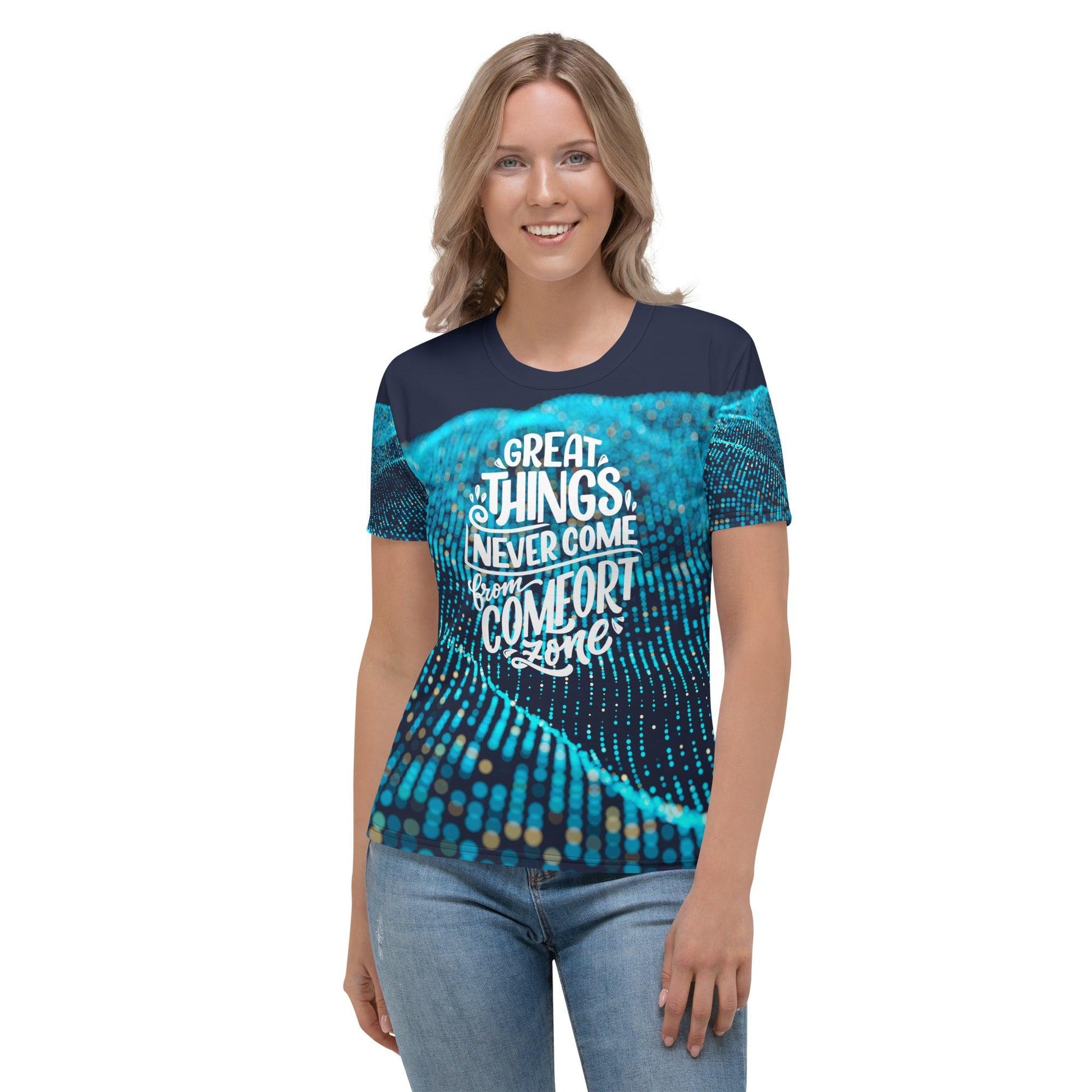 Great Things Never Come From Comfort Zone | All Over Women's T-shirt - Affirm Effect