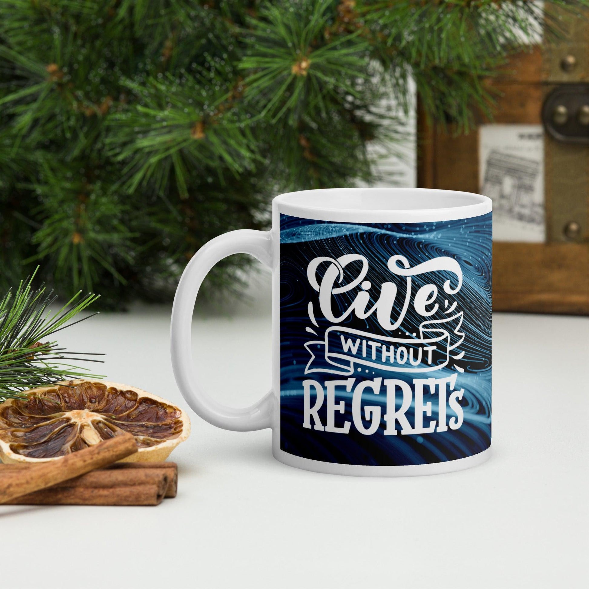 Live Without Regrets | White glossy mug - Affirm Effect
