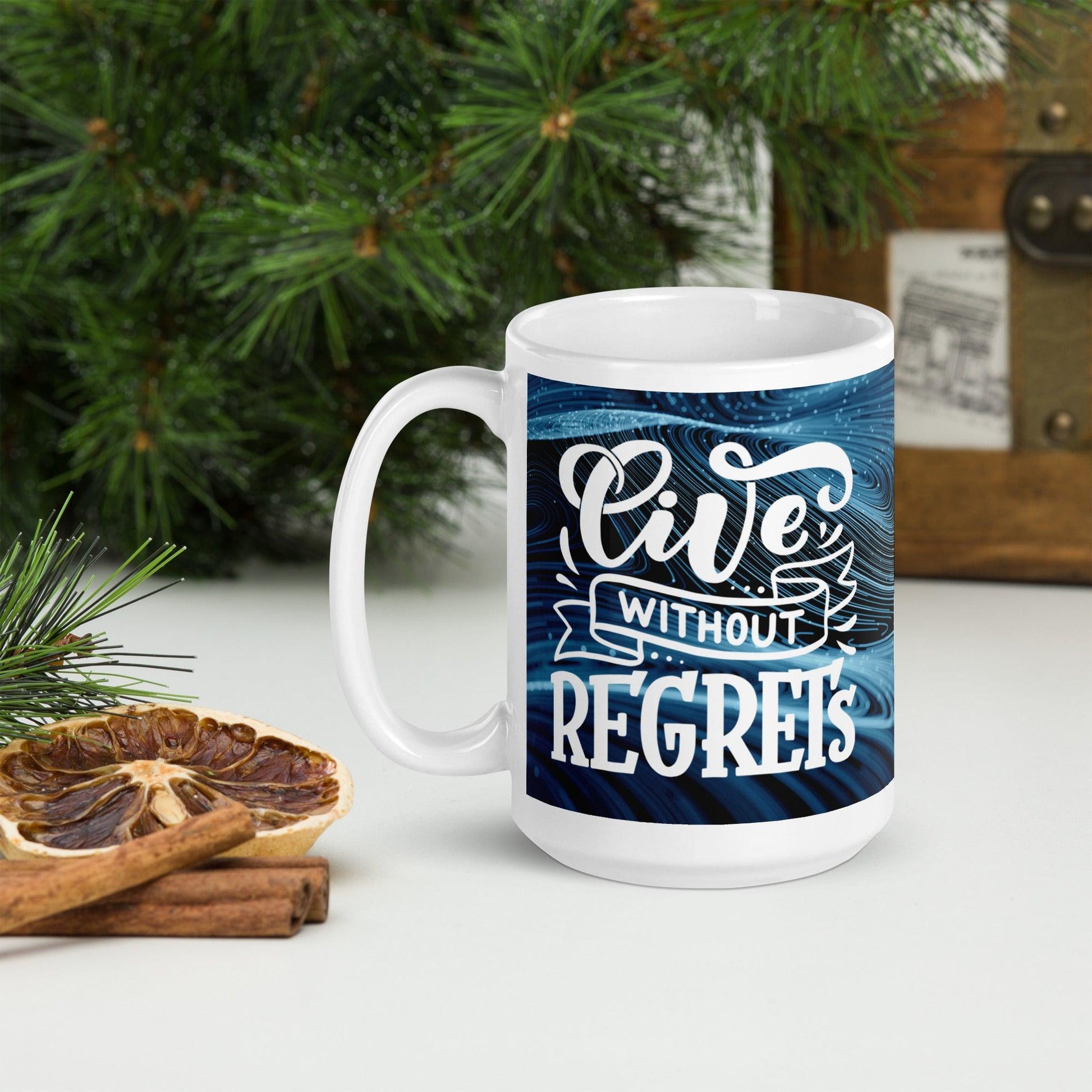 Live Without Regrets | White glossy mug - Affirm Effect