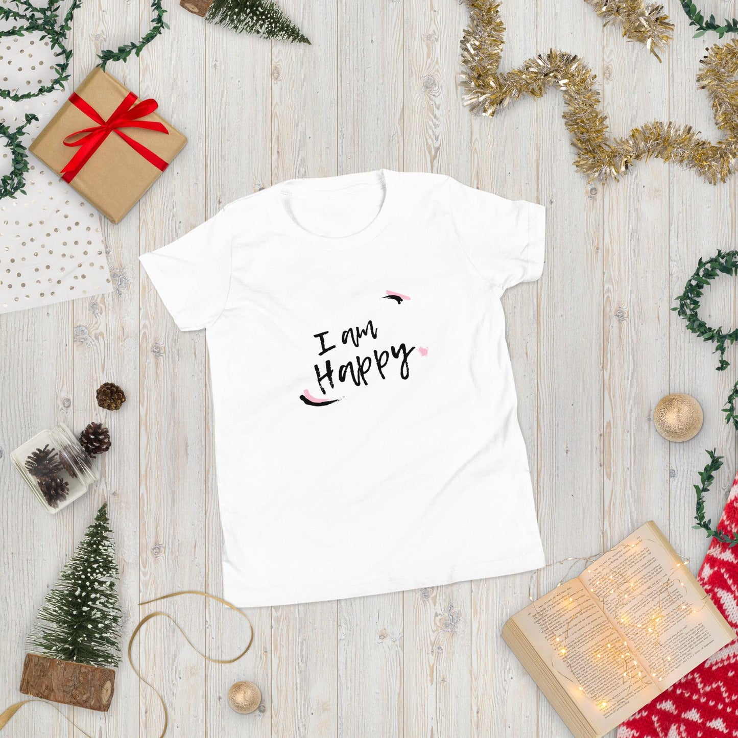 I Am Happy | Youth Short Sleeve T-Shirt | Youth Positive Affirmation T-Shirt - Affirm Effect
