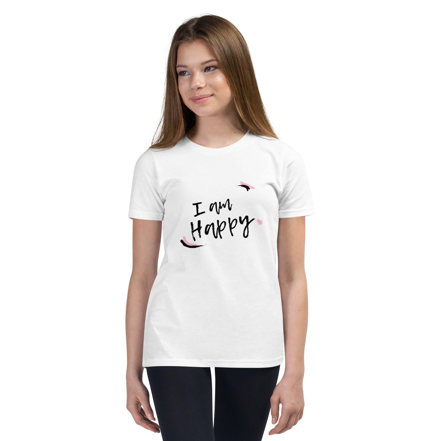 I Am Happy | Youth Short Sleeve T-Shirt | Youth Positive Affirmation T-Shirt - Affirm Effect